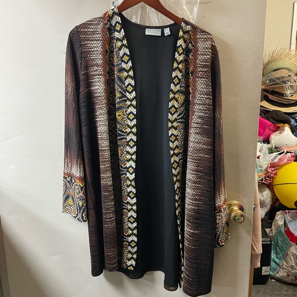 Susan Graver open style print cardigan - Picture 1 of 7